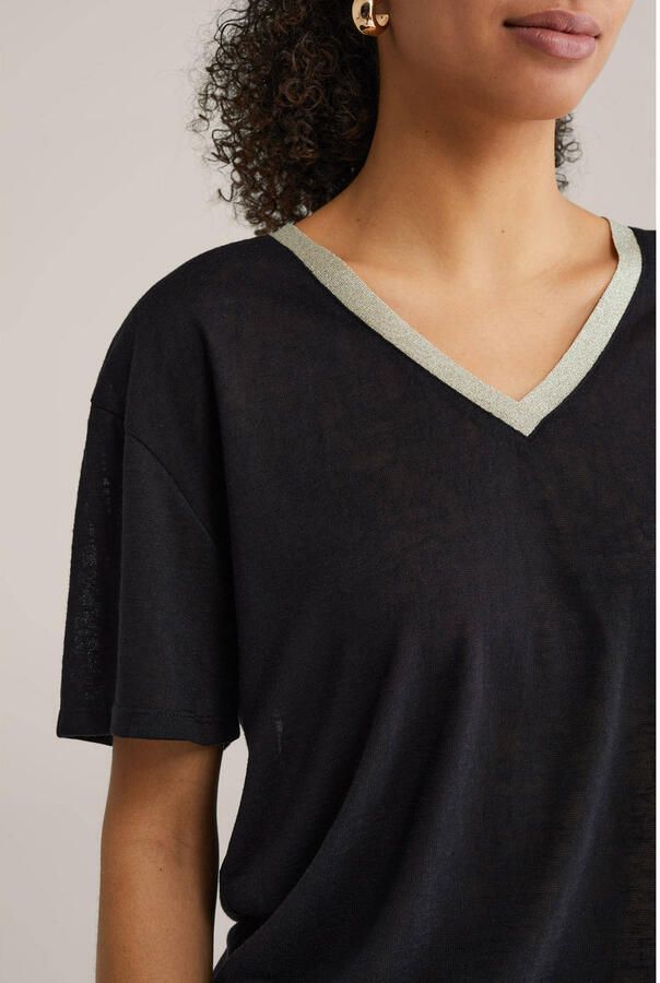 WE Fashion T-shirt zwart met lurex - Foto 2