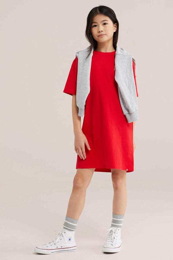 WE Fashion T-shirtjurk korte jurk met backprint rood - Foto 2