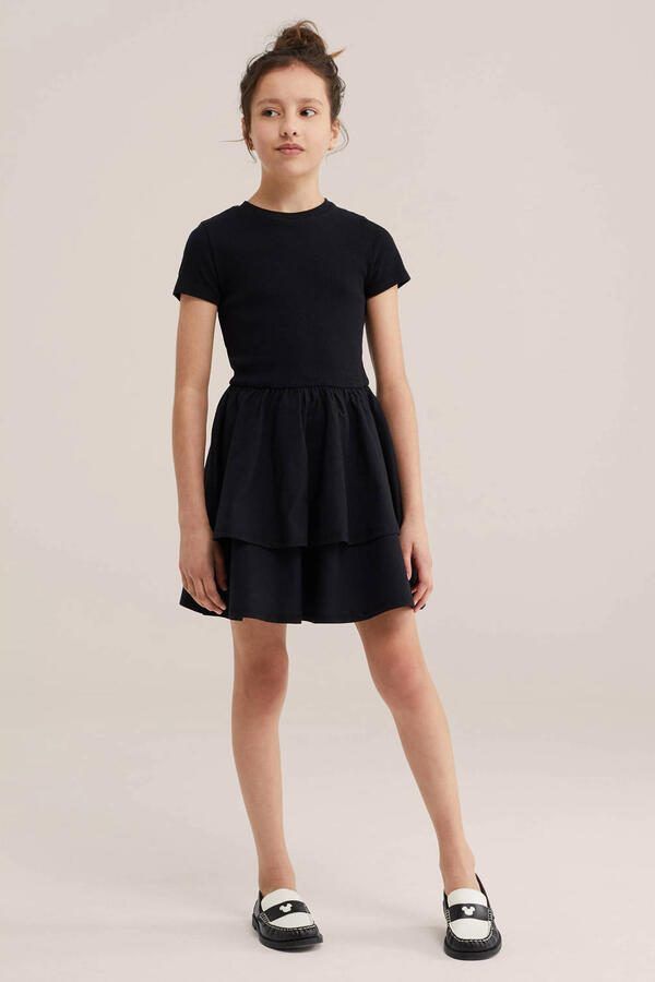 WE Fashion T-shirtjurk korte jurk rib gebreid zwart - Foto 3