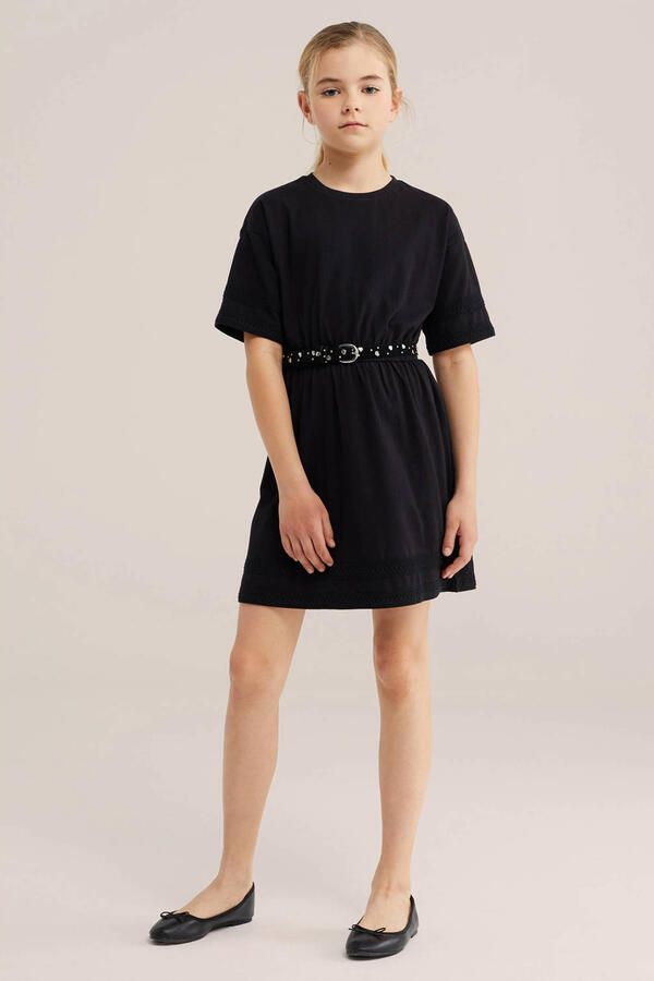 WE Fashion T-shirtjurk korte jurk zwart - Foto 3