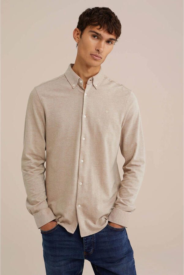 WE Fashion Tall fit casual overhemd beige
