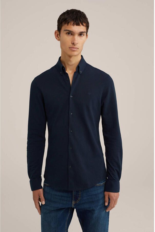 WE Fashion Tall fit casual overhemd donkerblauw