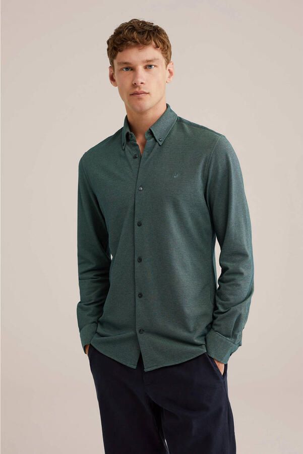 WE Fashion Tall fit casual overhemd donkergroen