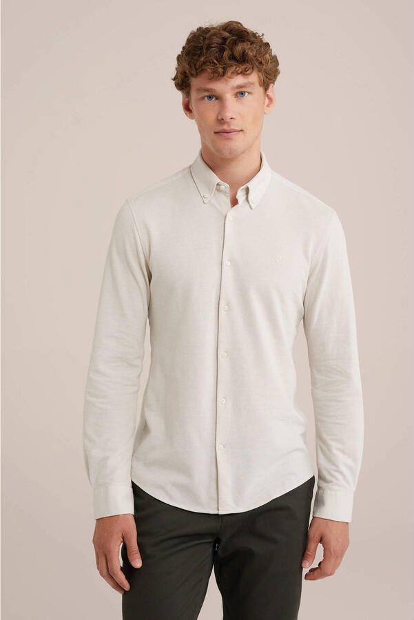 WE Fashion Tall fit casual overhemd ecru