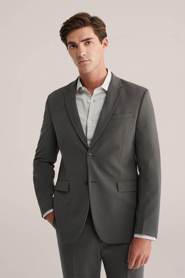 WE Fashion Tall fit colbert donkergroen