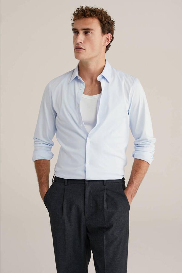 WE Fashion Tall fit slim overhemd lichtblauw