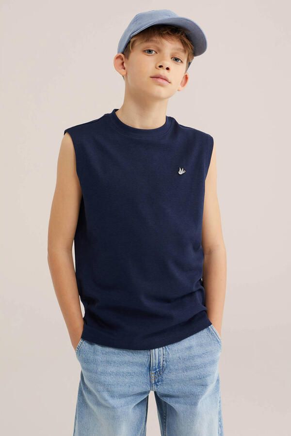 WE Fashion tanktop donkerblauw
