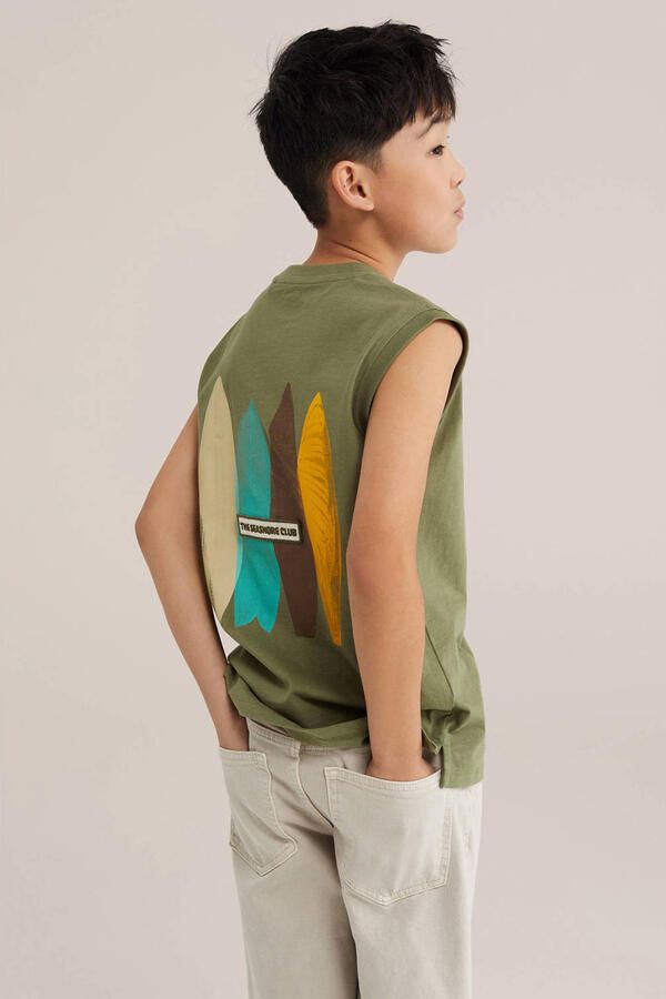 WE Fashion tanktop met backprint olijfgroen - Foto 2