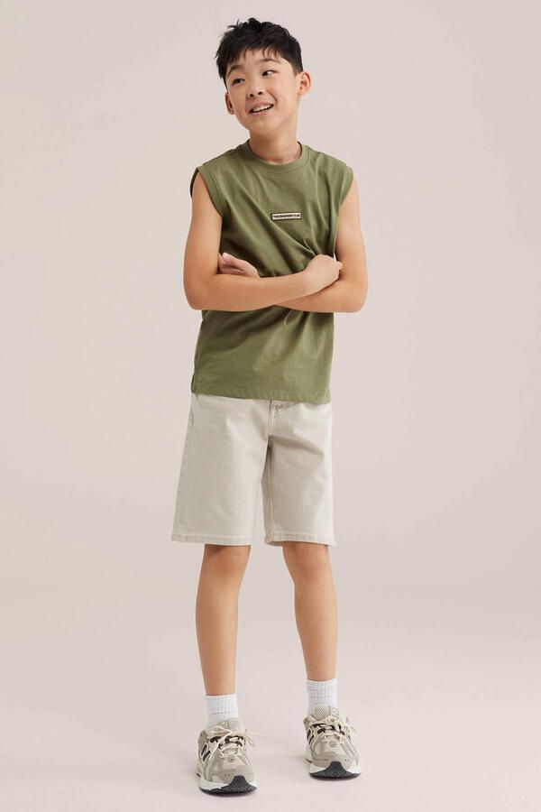 WE Fashion tanktop met backprint olijfgroen - Foto 3
