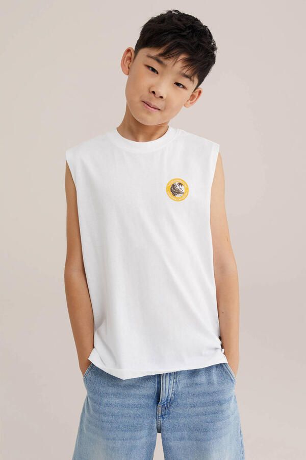 WE Fashion tanktop met backprint wit