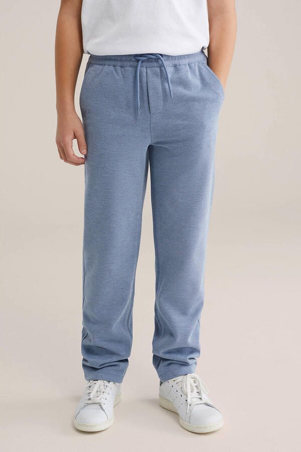 WE Fashion tapered casual broek lichtblauw