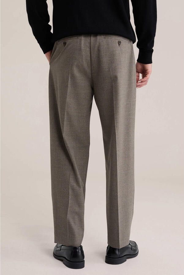 WE Fashion tapered geruite pantalon met plooien en wol cement - Foto 2