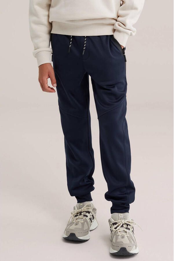 WE Fashion tapered joggingbroek donkerblauw