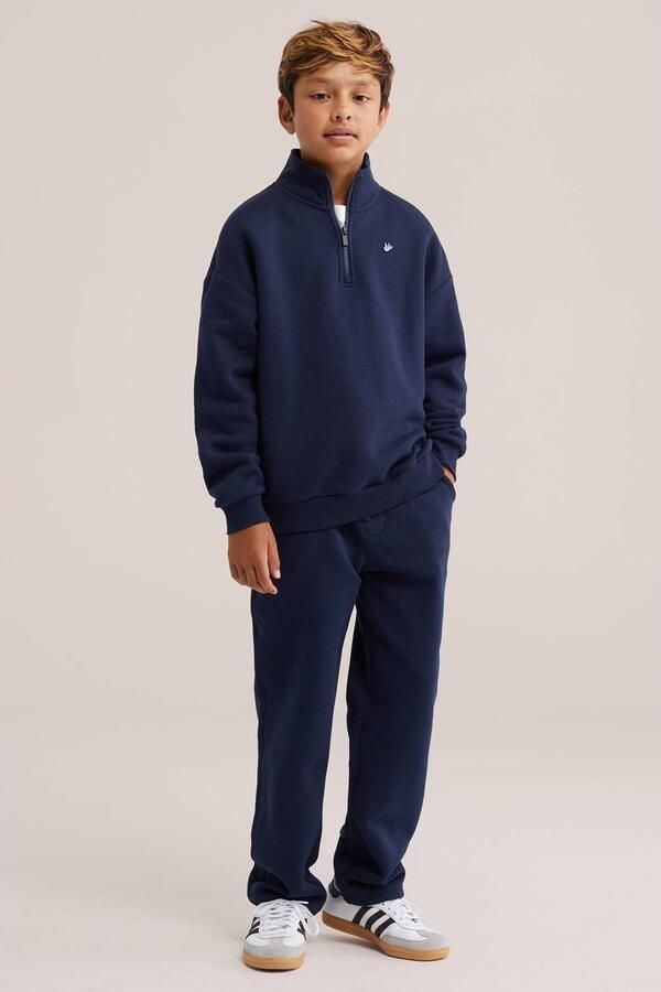 WE Fashion tapered joggingbroek donkerblauw Jongens Katoen Effen - Foto 3