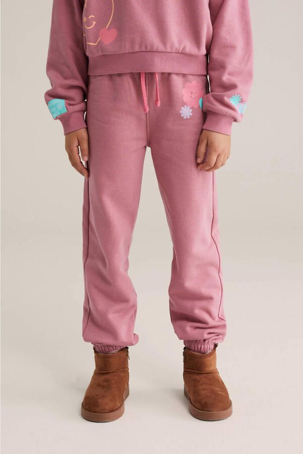 WE Fashion tapered joggingbroek roze