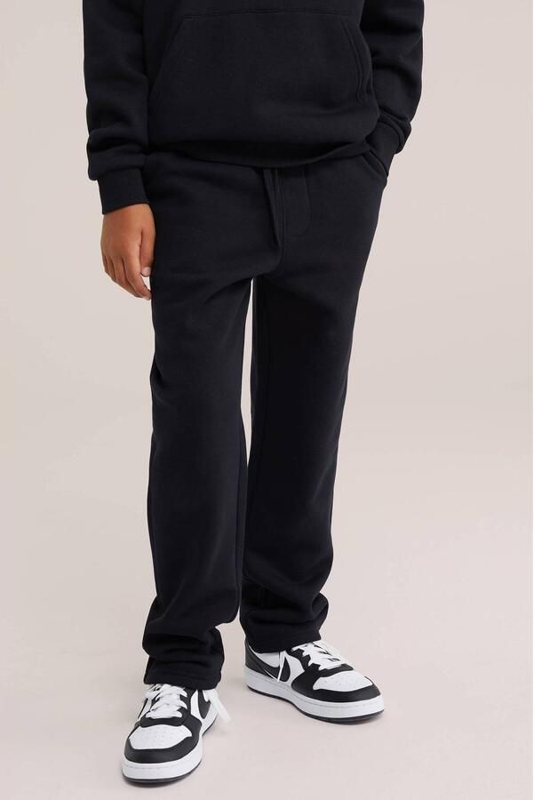 WE Fashion tapered joggingbroek zwart Jongens Katoen Effen