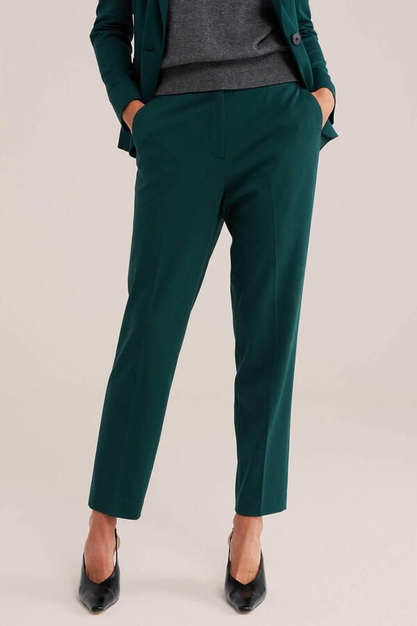 WE Fashion tapered pantalon donkergroen