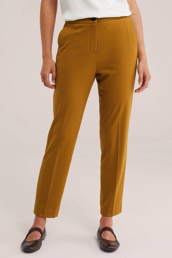 WE Fashion tapered pantalon oker