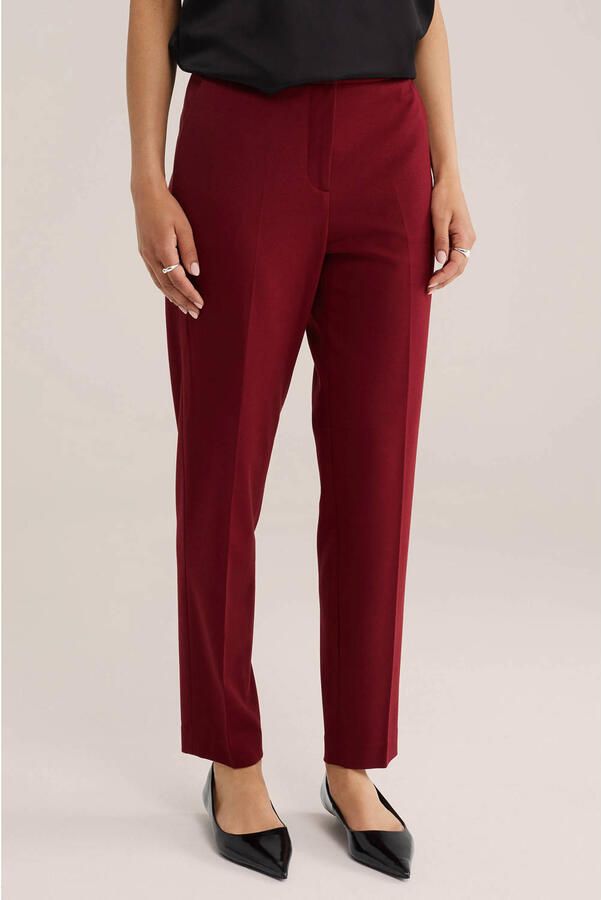 WE Fashion tapered regular waist pantalon donkerrood
