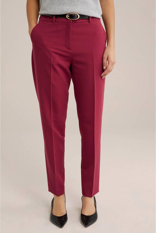 WE Fashion tapered regular waist pantalon rood - Foto 3