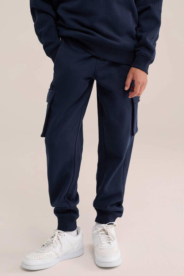 WE Fashion tapered sweatpants donkerblauw
