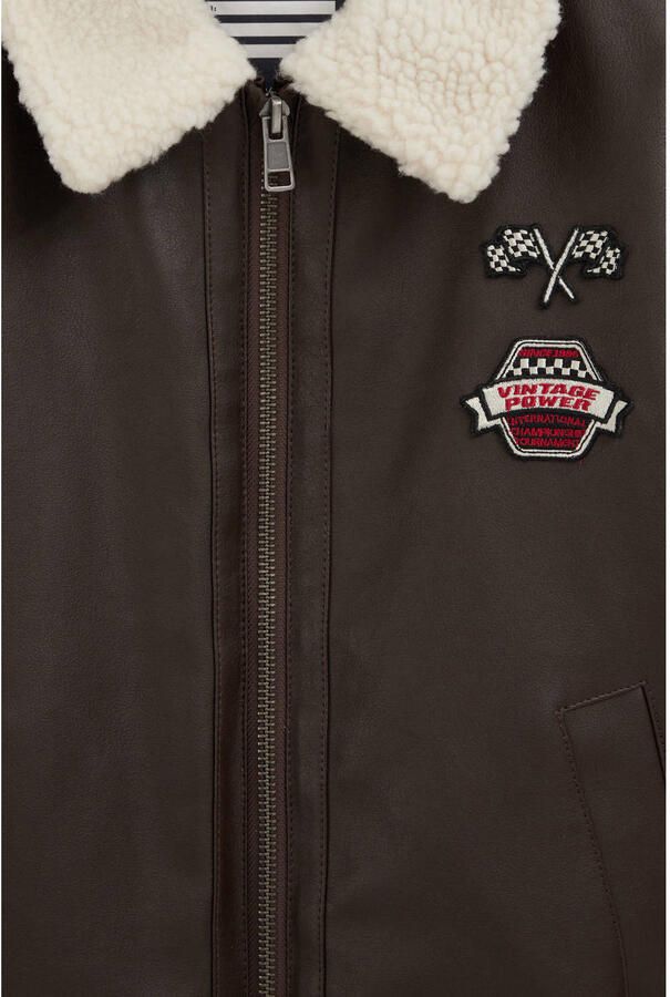 WE Fashion teddy bomberjack met patches bruin - Foto 2
