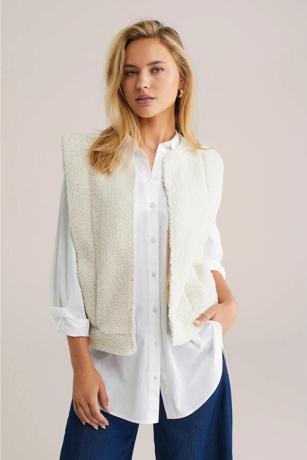WE Fashion teddy gilet ecru