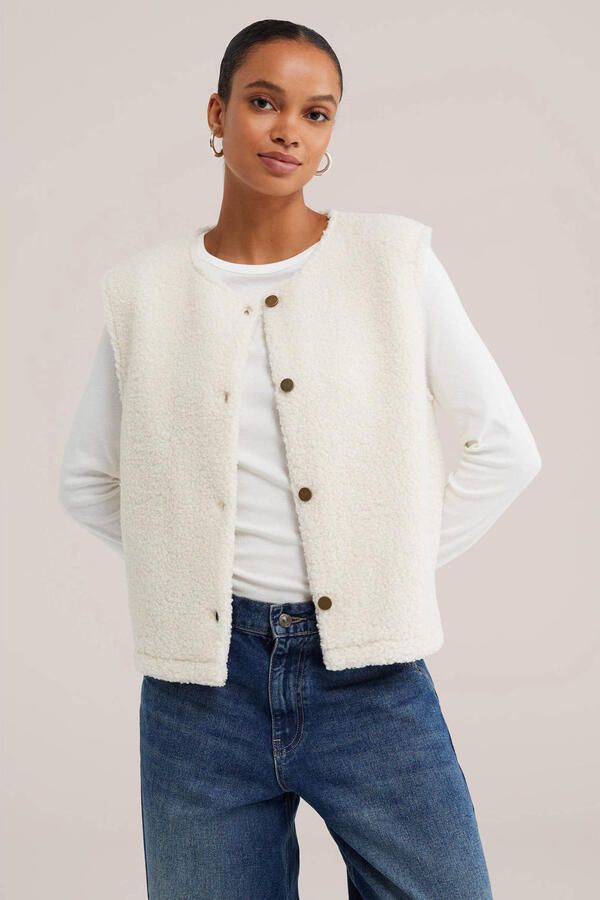 WE Fashion teddy gilet wit