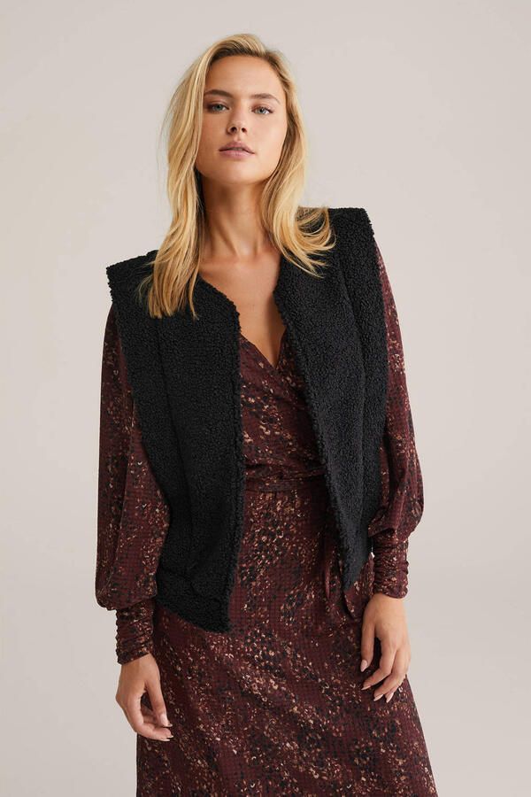 WE Fashion teddy gilet zwart