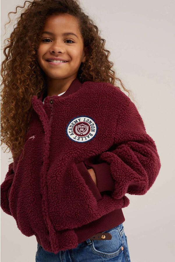 WE Fashion teddy jas donkerrood