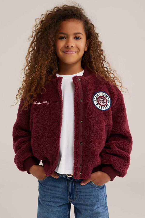 WE Fashion teddy jas donkerrood - Foto 3