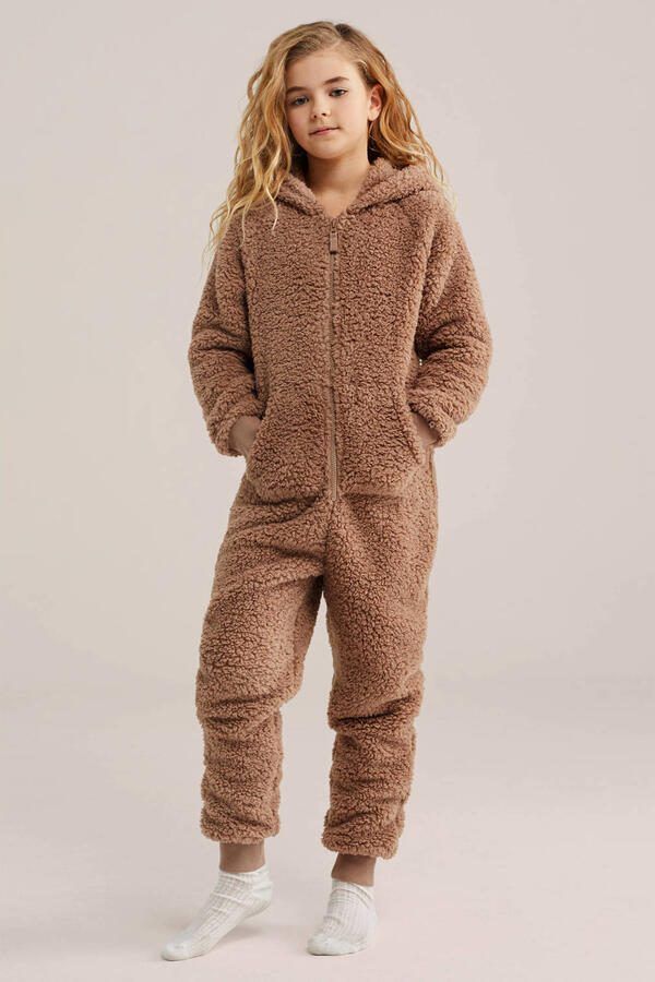 WE Fashion teddy onesie lichtbruin - Foto 3