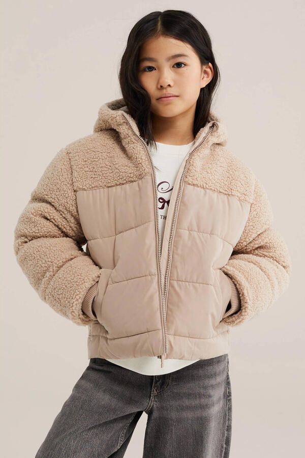 WE Fashion teddy winterjas beige