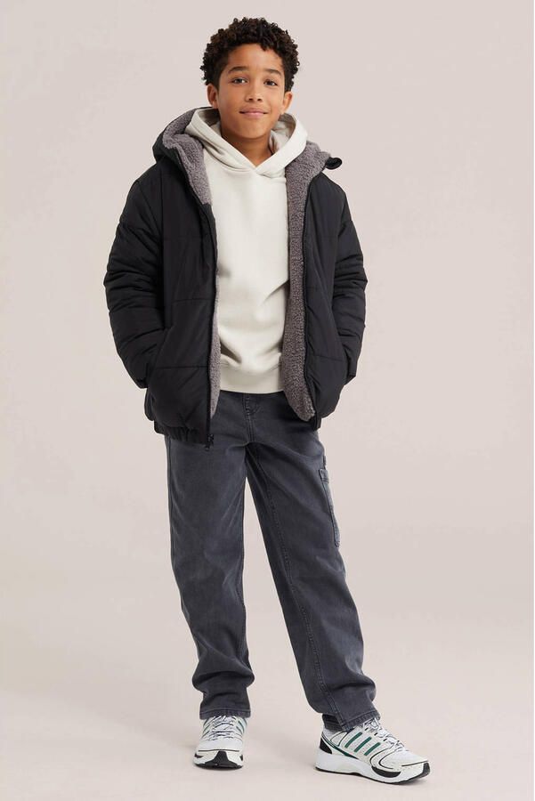 WE Fashion teddy winterjas grijs - Foto 3