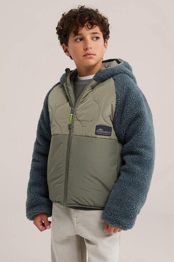WE Fashion teddy winterjas grijs