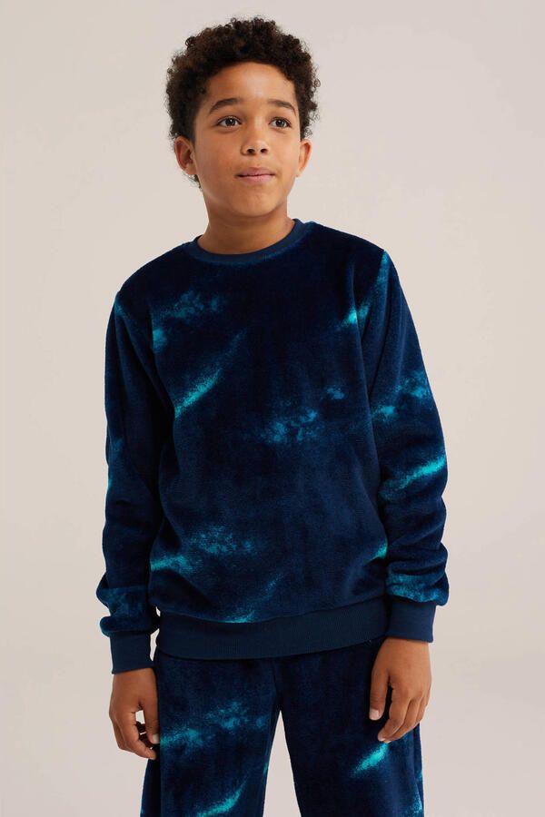 WE Fashion tie-dye pyjama donkerblauw blauw
