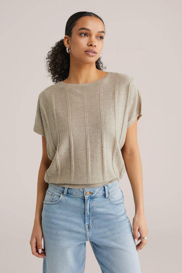 WE Fashion top beige gebreid