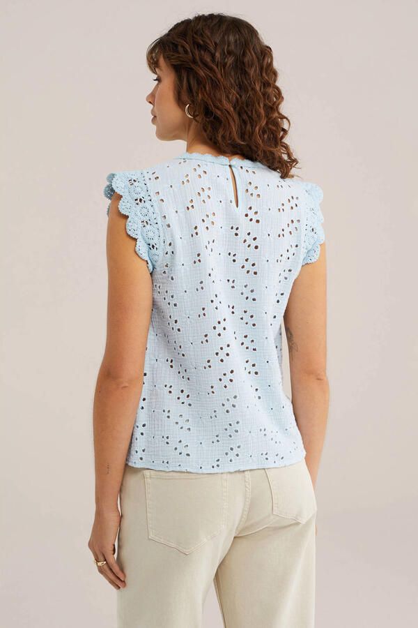 WE Fashion top broderie lichtblauw - Foto 3