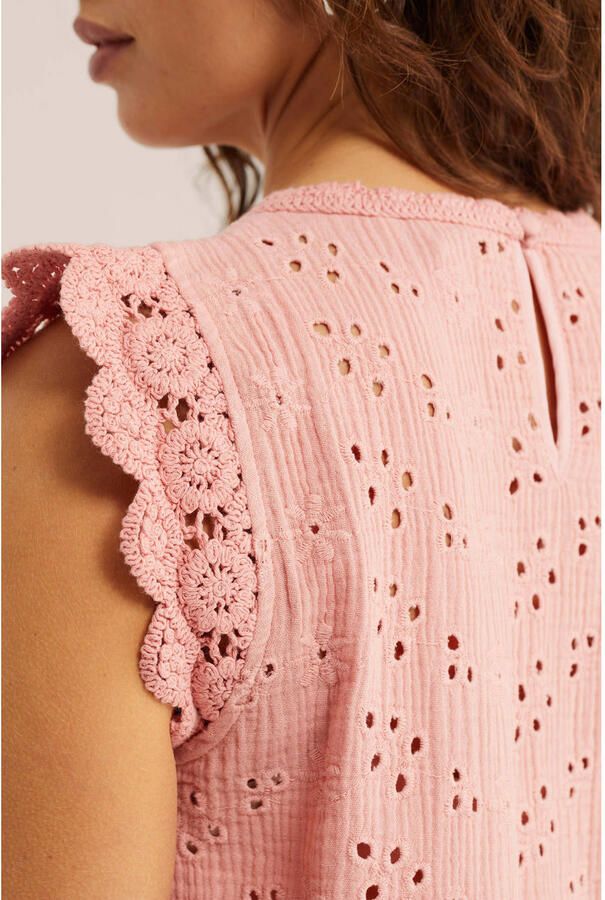 WE Fashion top broderie lichtroze - Foto 2