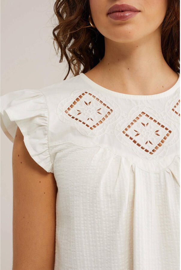 WE Fashion top broderie wit - Foto 2