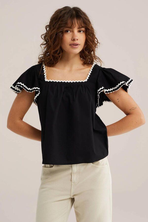 WE Fashion top broderie zwart