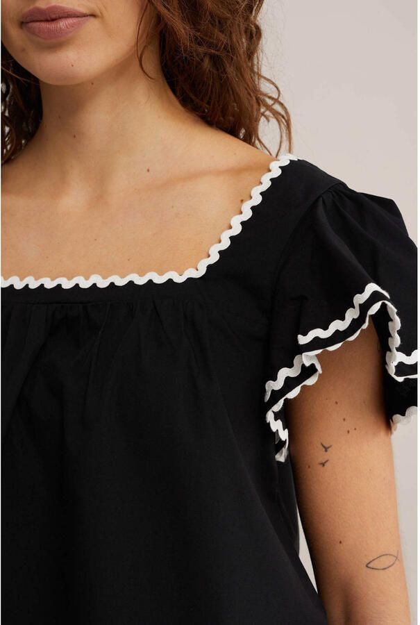 WE Fashion top broderie zwart - Foto 2
