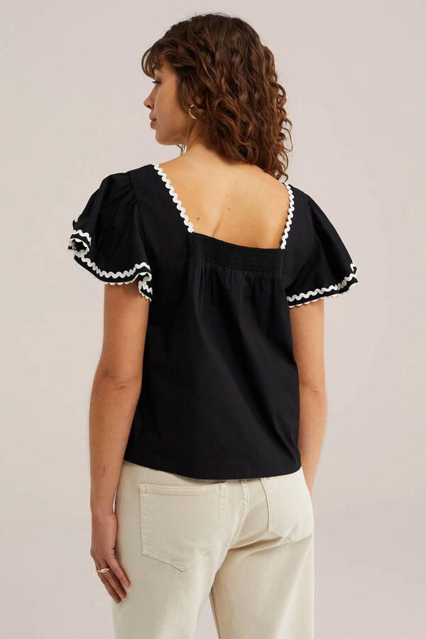 WE Fashion top broderie zwart - Foto 3
