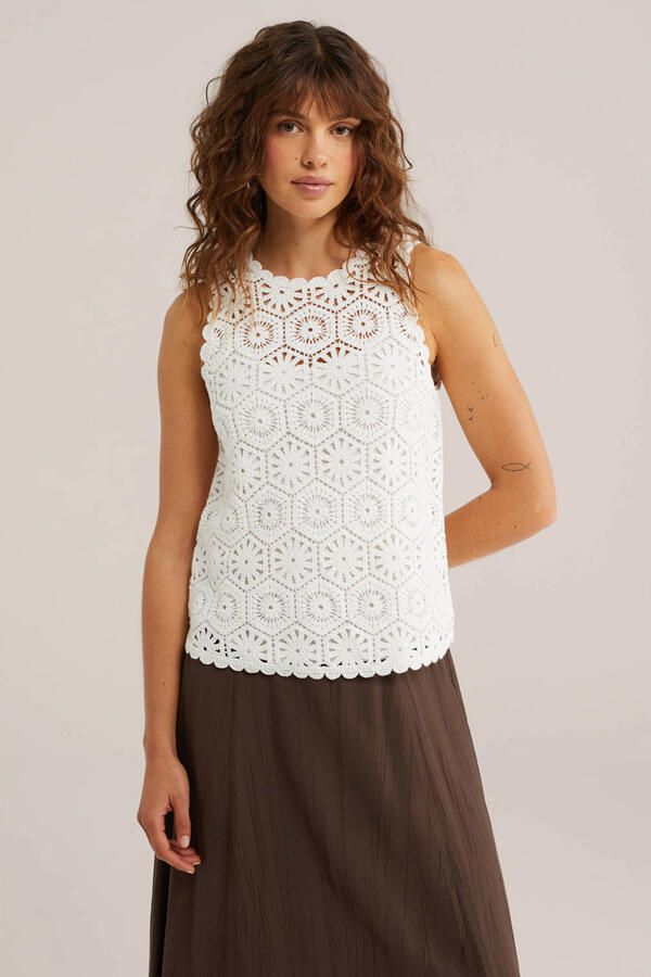WE Fashion top crochet ecru