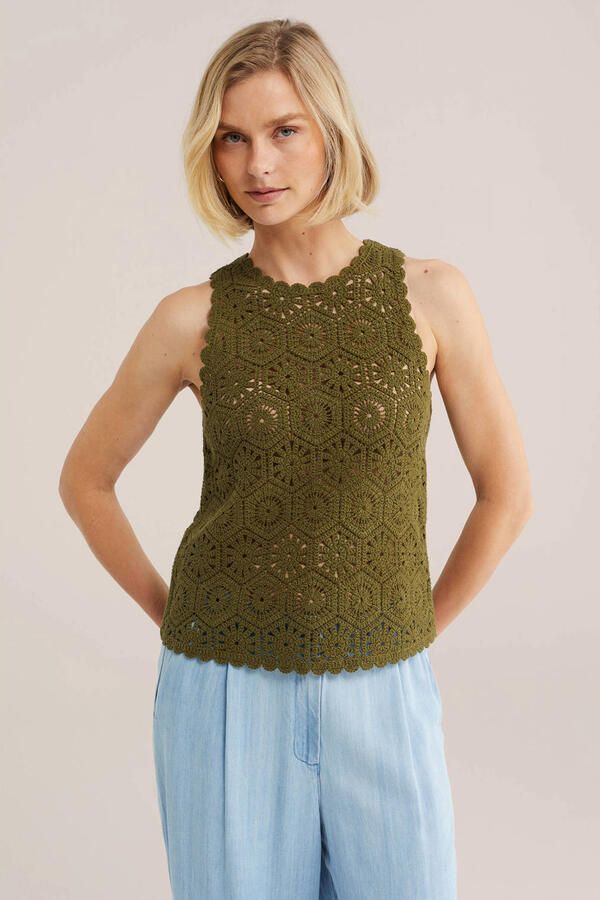 WE Fashion top crochet groen