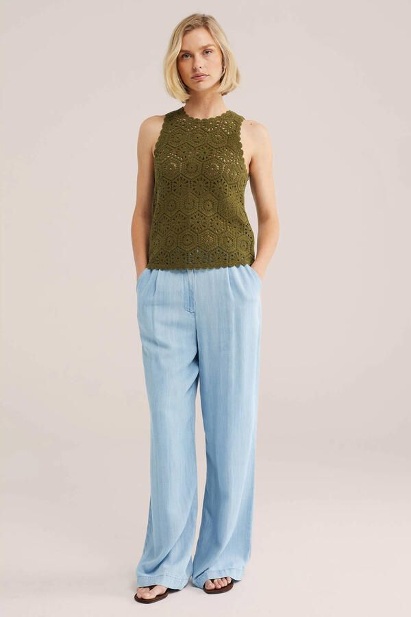 WE Fashion top crochet groen - Foto 2