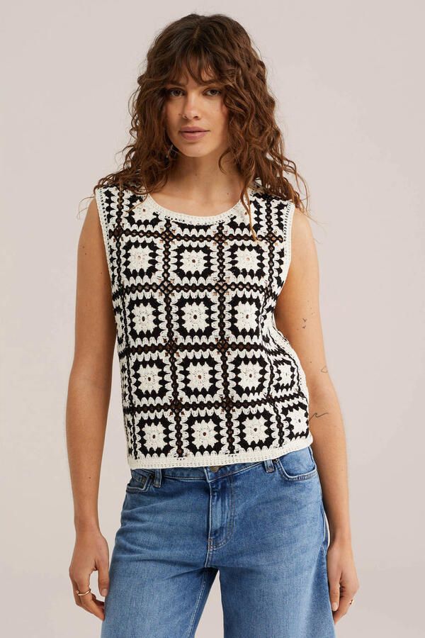 WE Fashion top crochet zwart