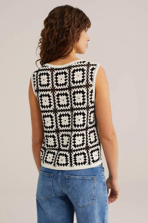 WE Fashion top crochet zwart - Foto 3