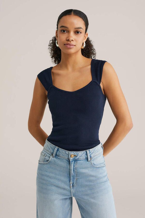 WE Fashion top donkerblauw