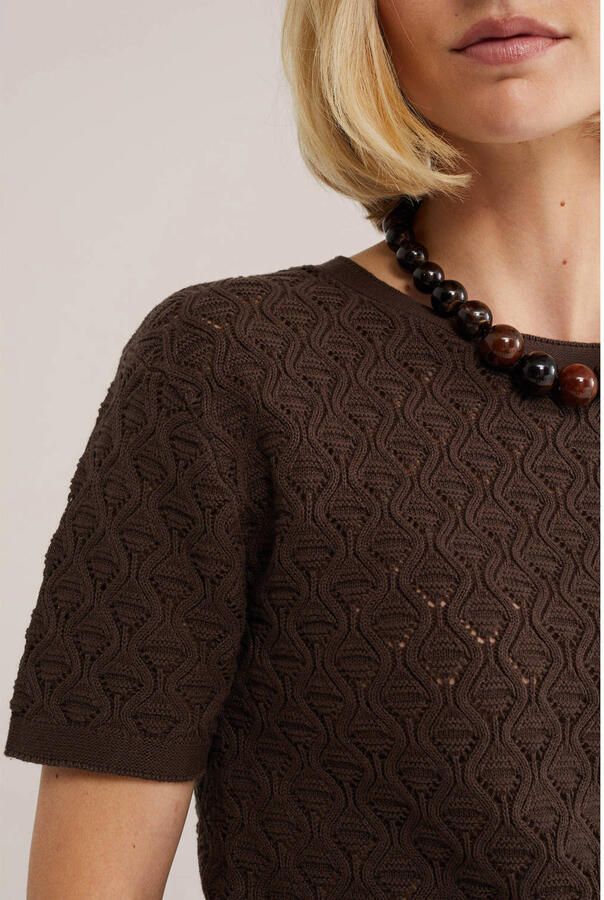 WE Fashion top donkerbruin gebreid - Foto 2